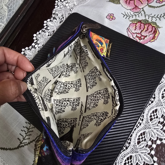 Laurel Burch Black Zip Pouch with Neon Multicolor Dogs - Picture 3 of 5